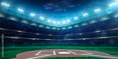 Professional baseball grand arena in night photo