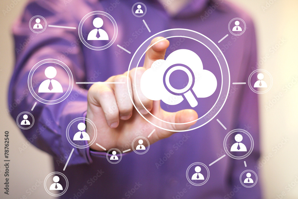 Business button search cloud magnifier connection web Business button search cloud magnifier connection web