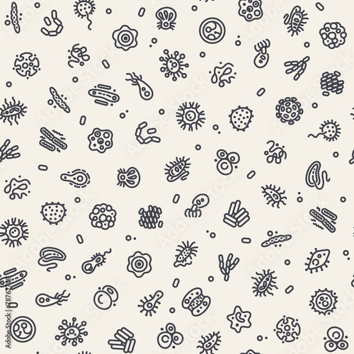 Light Seamless Pattern with Bacteria and Germs