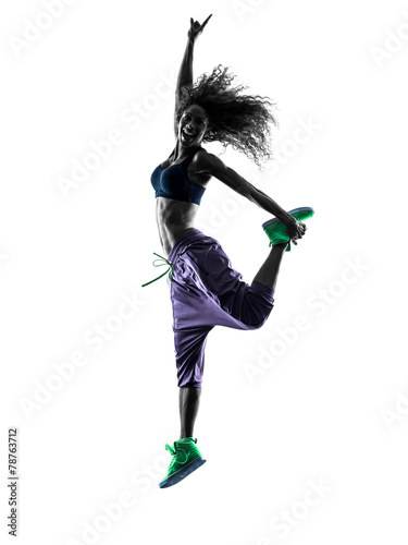 woman zumba dancer dancing exercises silhouette #78763712