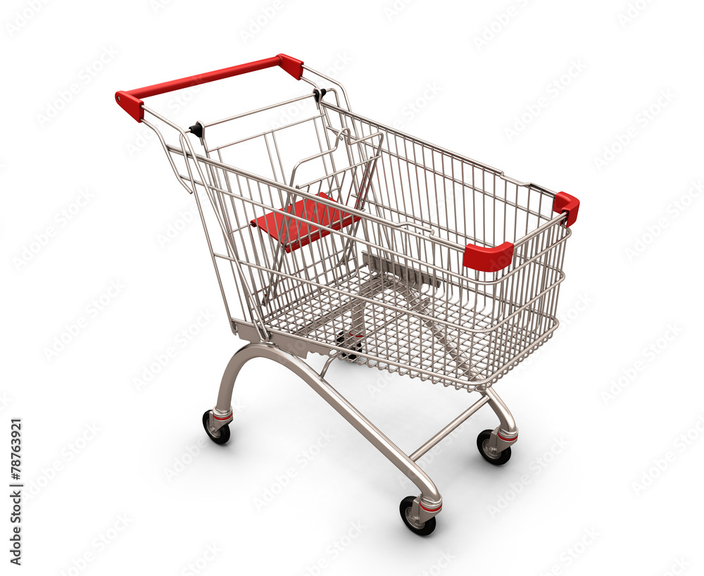 Shopping cart isolated on white Shopping cart isolated on white