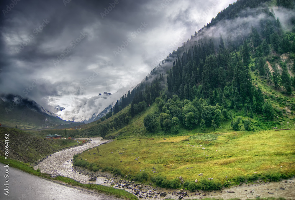 storm clouds over mountains of ladakh, Jammu and Kashmir, India