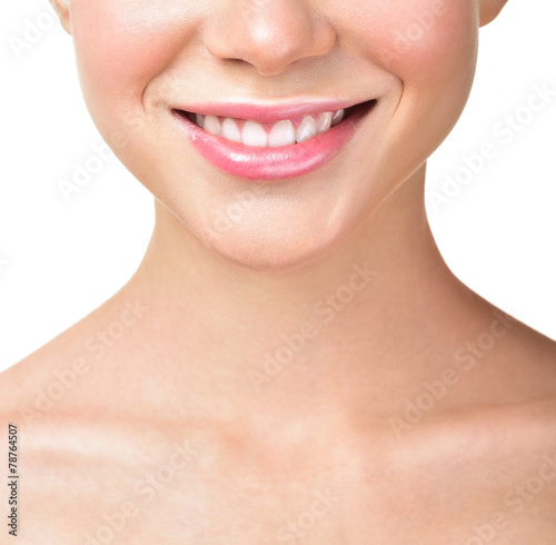 closeup of smile with white healthy teeth