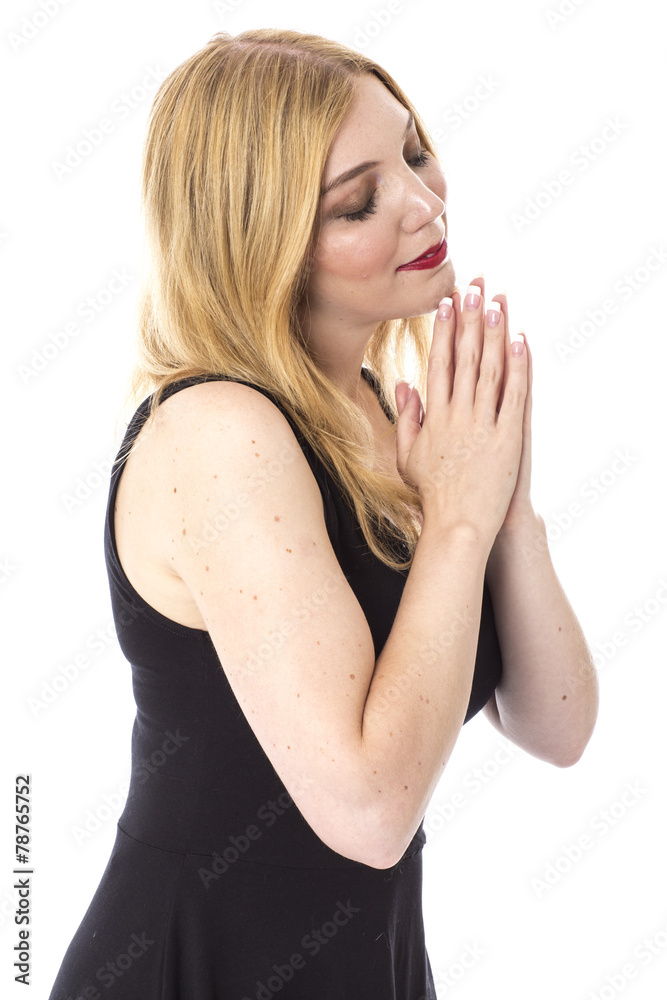 Model Released. Attractive Young Woman Praying Model Released. Attractive Young Woman Praying