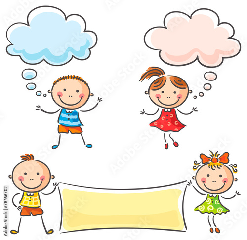 Kids with blank signs