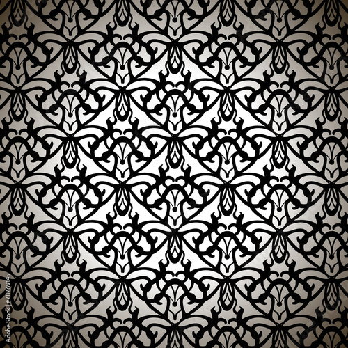 Elaborate Black Forged Pattern on White Background