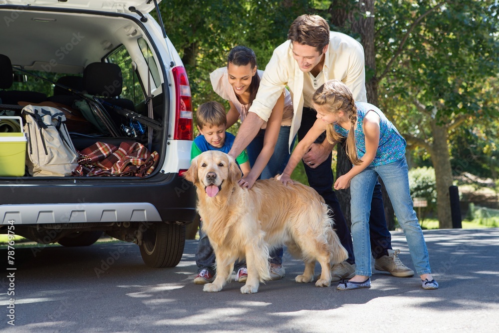 Happy family getting ready for road trip Happy family getting ready for road trip