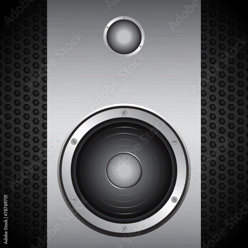 Big speaker on brushed metallic background