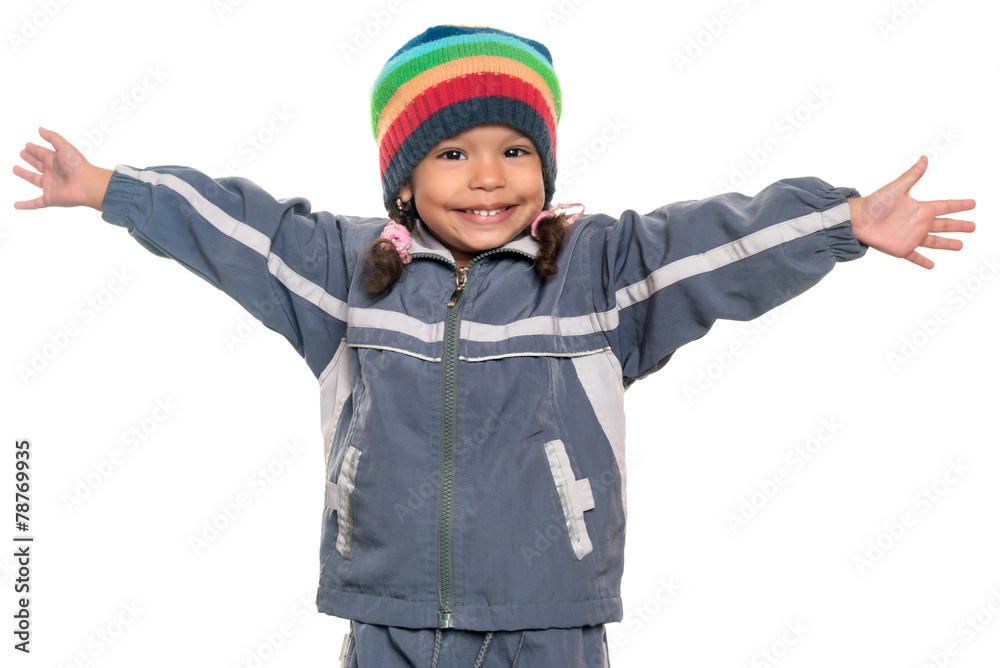 Mixed race little girl offering a hug Mixed race little girl offering a hug