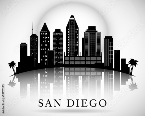 San Diego skyline. City silhouette photo