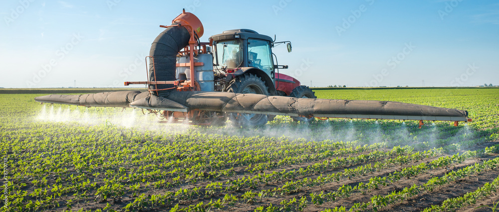 Fototapeta premium tractor spraying pesticides