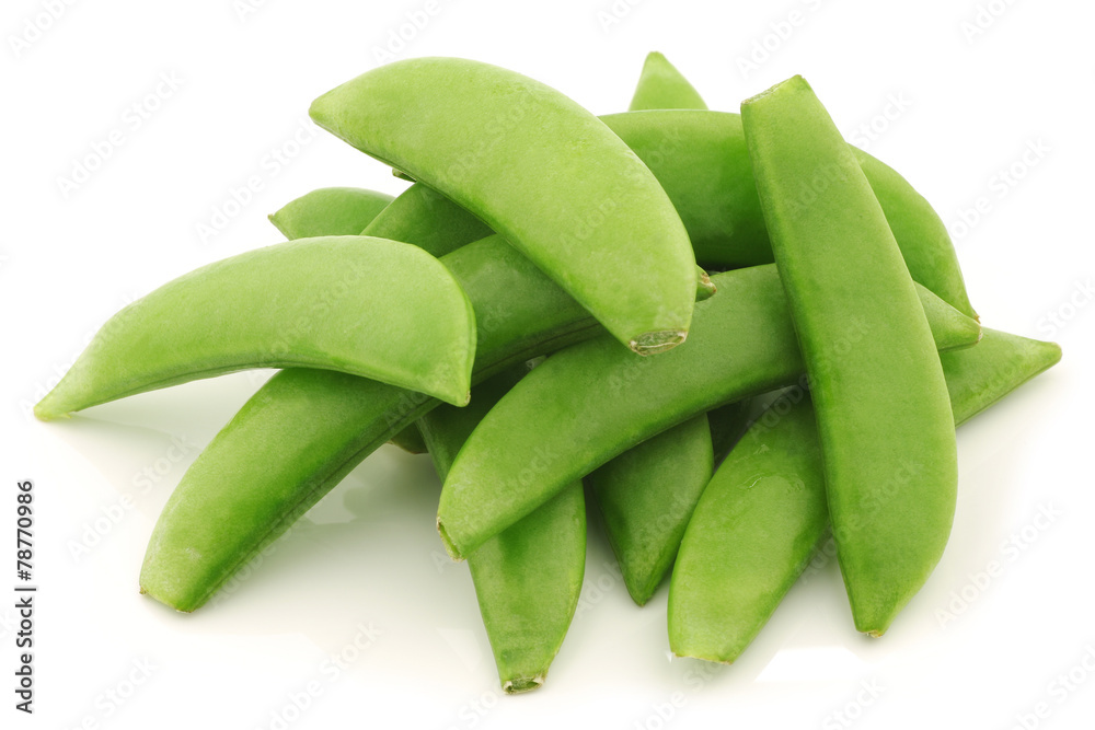 bunch of sugar snaps on a white background bunch of sugar snaps on a white background
