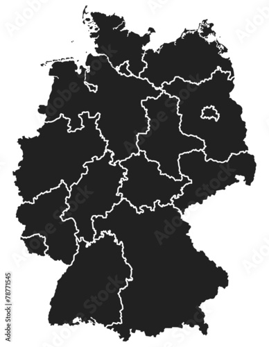 Detailed map of Germany consisting of selectable states