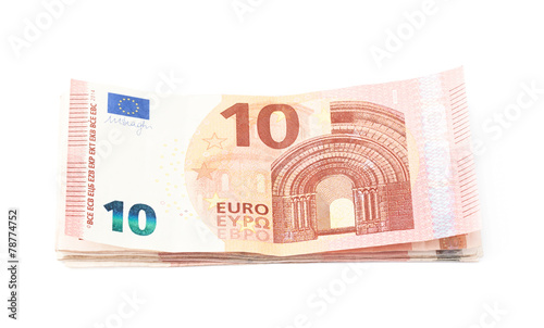 Few five euro notes isolated