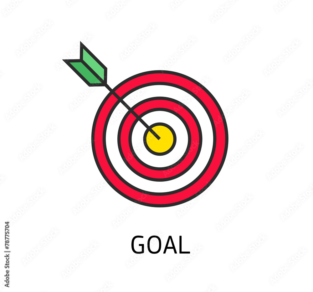 icon flat target with dart isolated goal