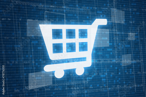 Shopping cart on digital background, online shopping concept photo
