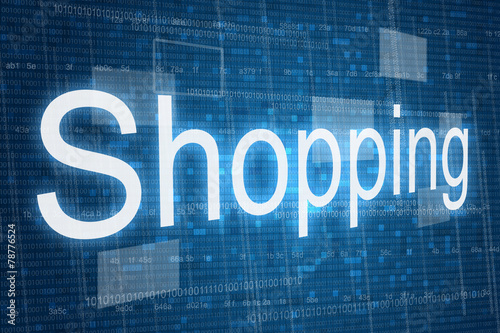 Shopping word on digital background, online shopping consept photo