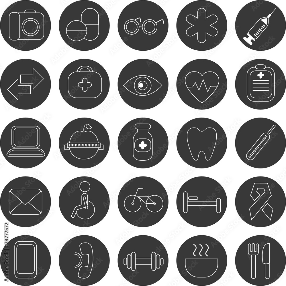Набор для мобильных и веб-набор векторных медицины иконки