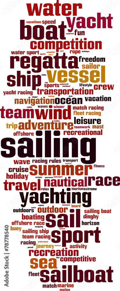 Sailing word cloud concept. Vector illustration