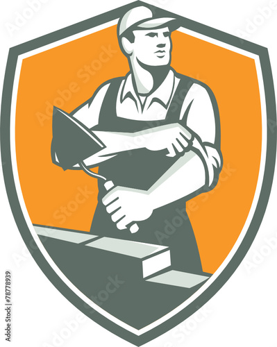 Tiler Plasterer Mason Trowel Shield Retro