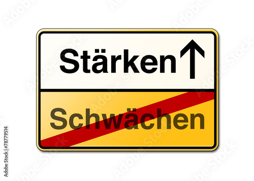 Stärken Schwächen Schild photo