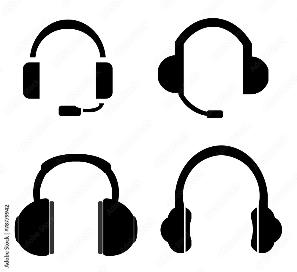 Casque audio en 4 icônes Casque audio en 4 icônes