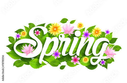 Spring Word Paper Cut with Flowers, Leaves & Butterflies