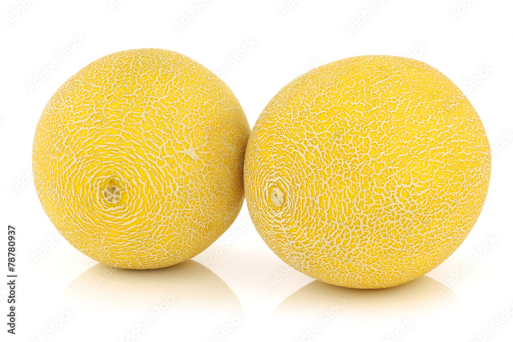 fresh galia melons on a white background fresh galia melons on a white background