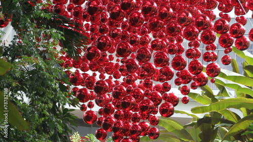 Merry hanging floating red decorations