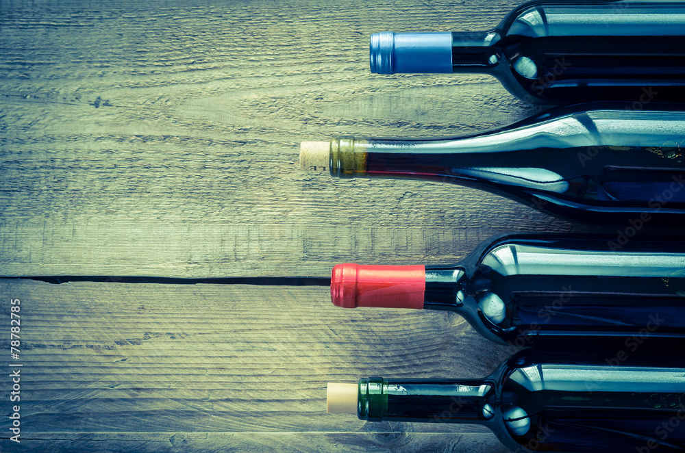 Bottles with red wine Bottles with red wine