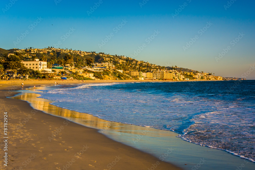 Evening light on the shore in Laguna Beach, California.