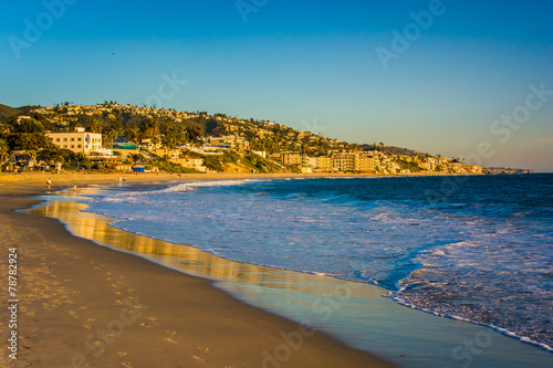 Evening light on the shore in Laguna Beach, California.