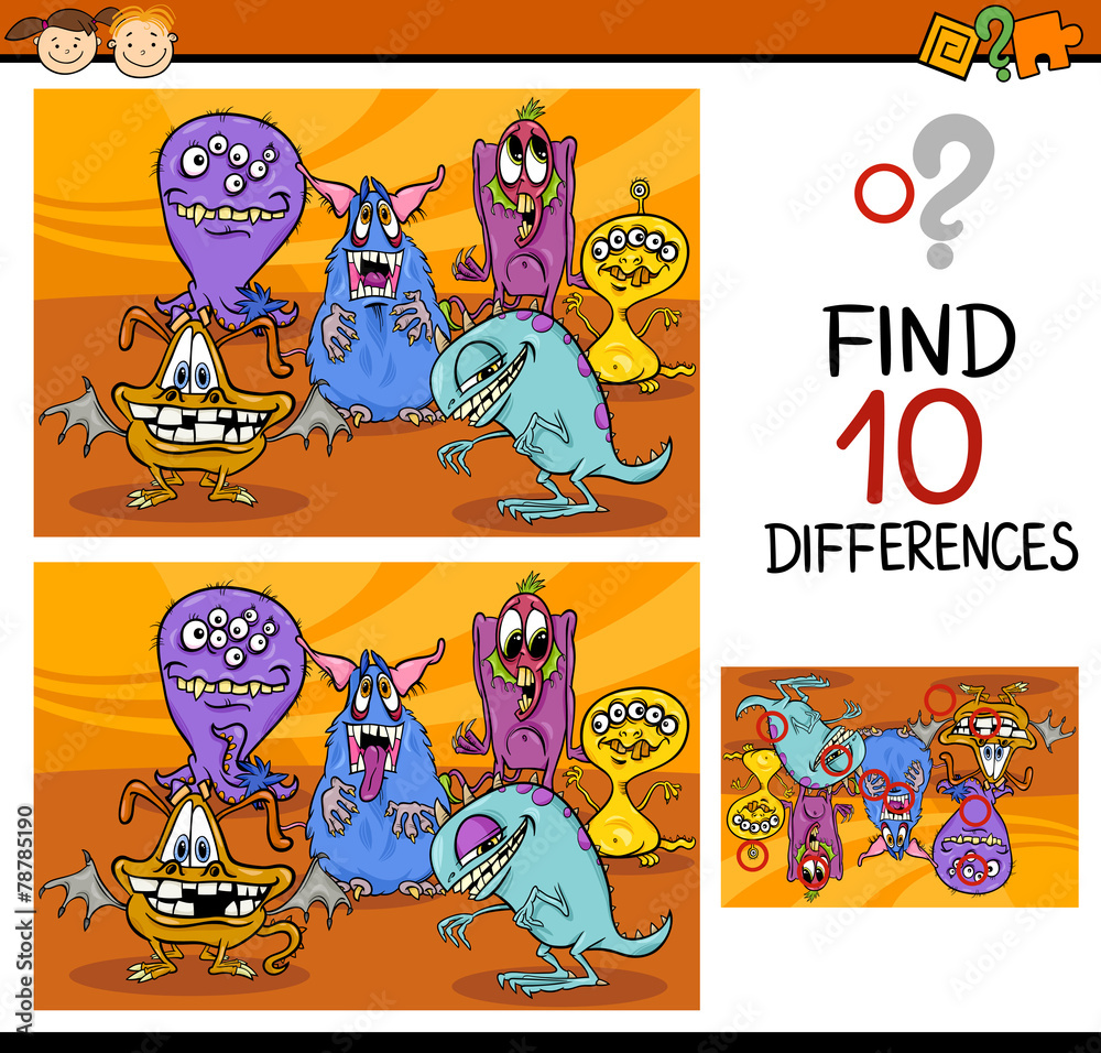 finding differences game cartoon