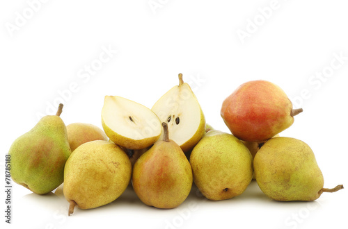 fresh "doyenne de comice" pears on a white background
