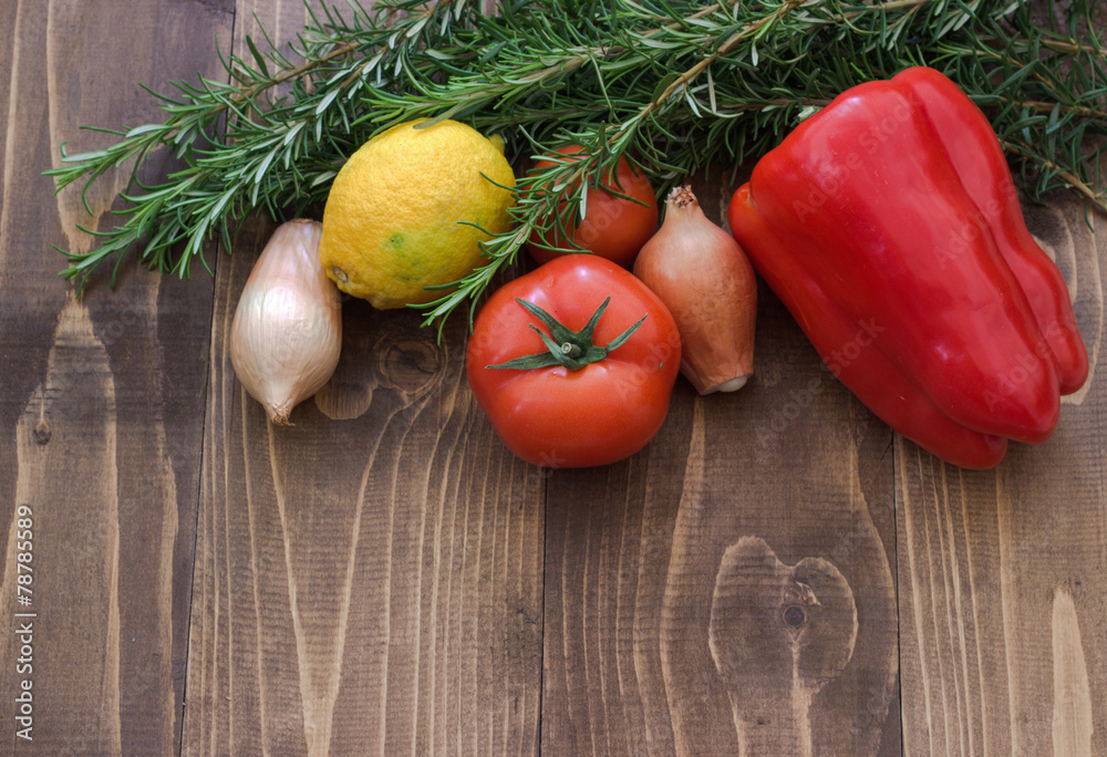 Vegetables on board. Vegetables on board.