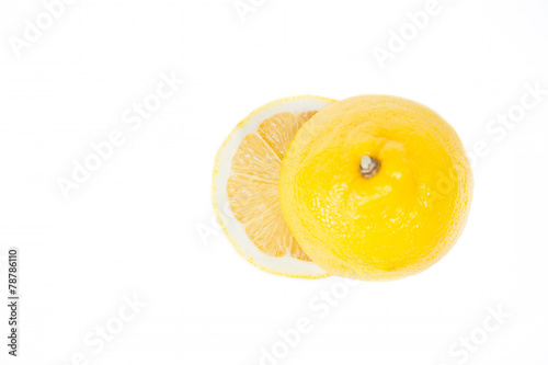 Cut lemon on a white background