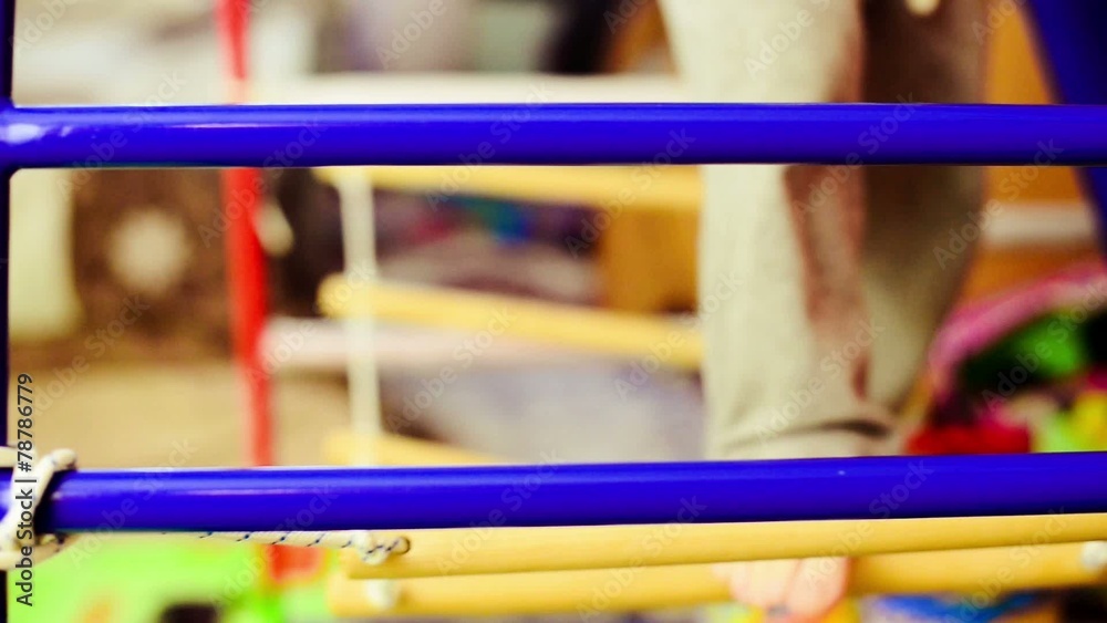 little boy walking at homeset gymnastic ladder little boy walking at homeset gymnastic ladder