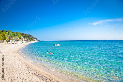 Sani beach on Kassandra peninsula, Halkidiki, Greece.