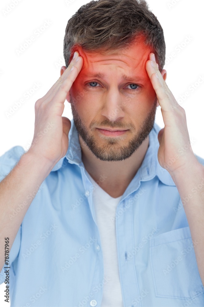 Handsome model having headache Handsome model having headache