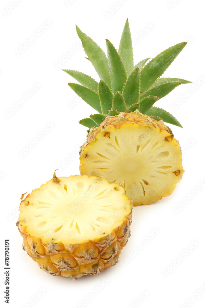 cut mini pineapple fruit on a white background cut mini pineapple fruit on a white background