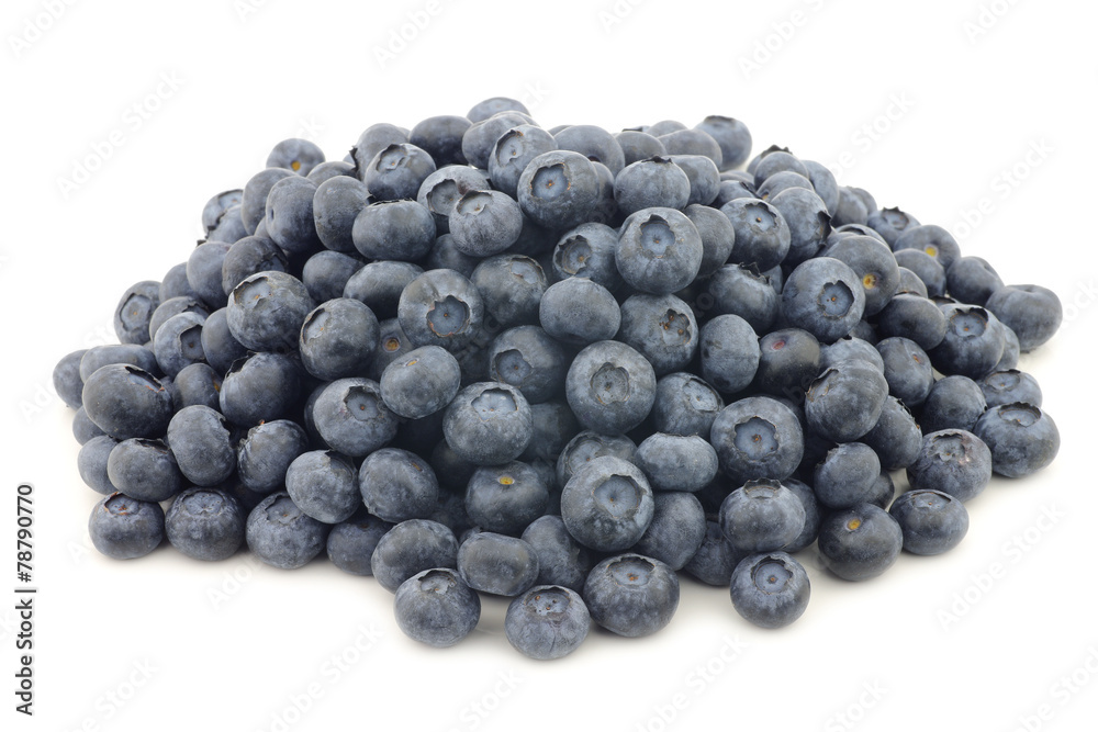 fresh blueberries on a white background