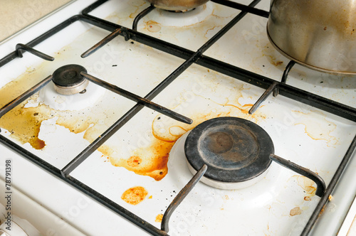 Dirty gas stove burner