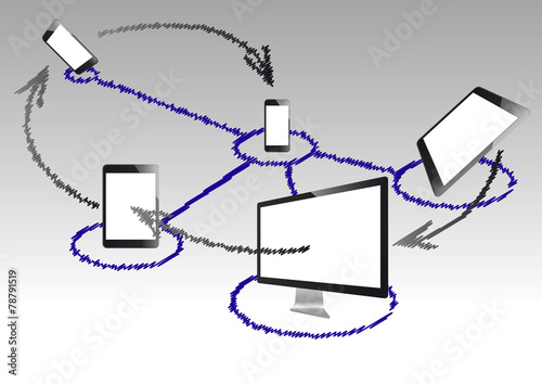 technologie internet scribble vector
