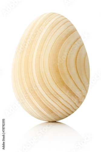 wooden egg isolated on white background