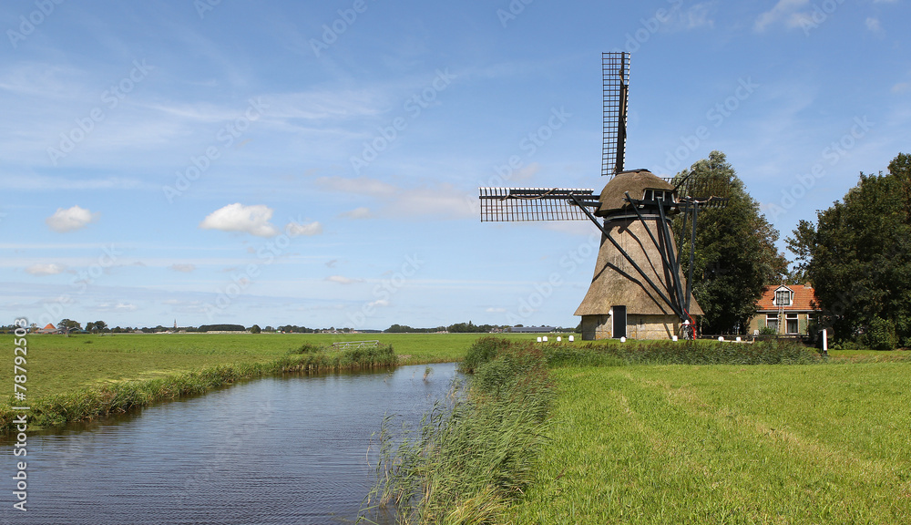 windmill in the rural part of Friesland(Holland)