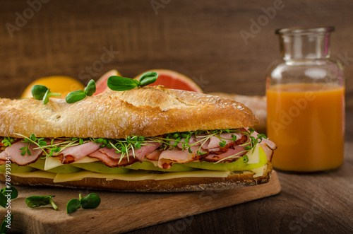 Rustic baguettes with smoked rump photo