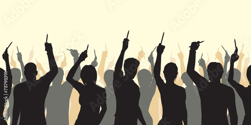 Pencil solidarity crowd