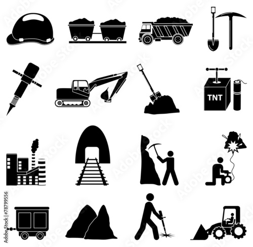 Mining construction icons set