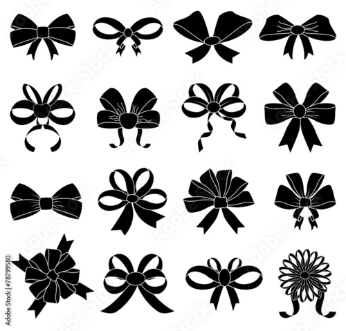 Ribbon bow icons set
