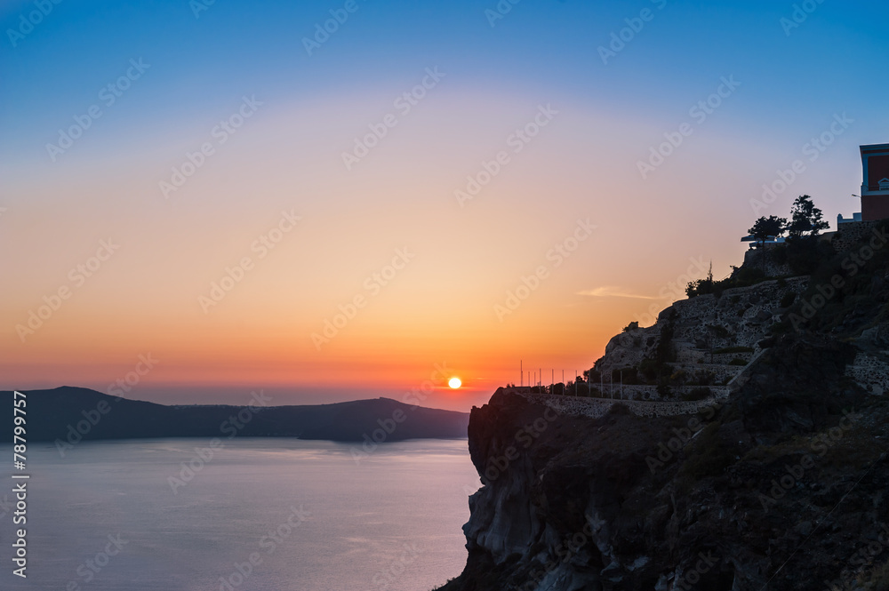 Beautiful sunset on Santorini island, Greece